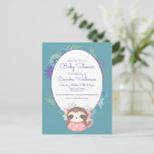 Baby Shower | Briefkaart met de Sloth Polka Dot Te (Staand voorkant)