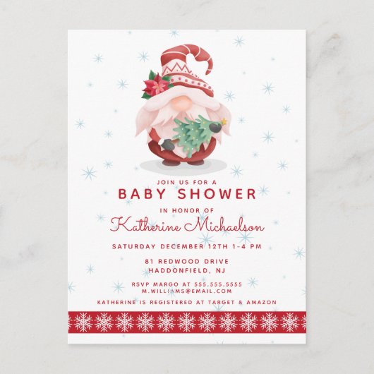 BABY SHOWER | Briefkaart met kerstcadeaus voor ker (Voorkant)