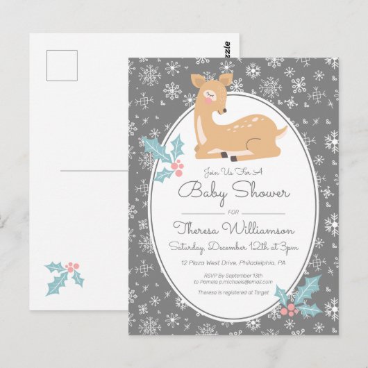 BABY SHOWER | Briefkaart Moeder der & Snowflakes (Voorkant / Achterkant)