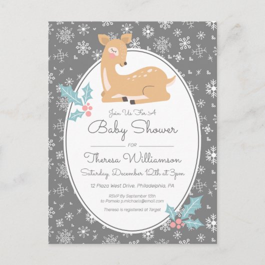 BABY SHOWER | Briefkaart Moeder der & Snowflakes (Voorkant)