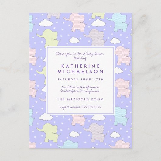 BABY SHOWER | Briefkaart van Paarse pasta's (Voorkant)