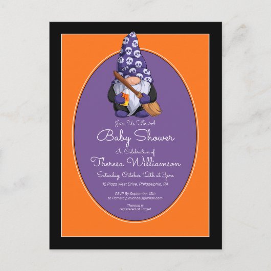 BABY SHOWER | Briefkaart voor uitnodiging Gnome Ha (Voorkant)