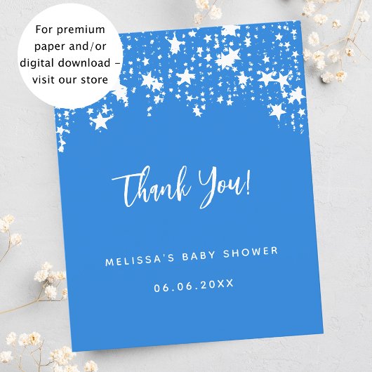 Baby shower Bright Blue Star budget bedankje
