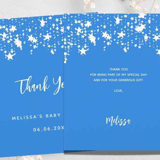 Baby shower Bright Blue Star budget bedankje