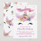 Baby shower Bright Floral Unicorn Kaart (Voorkant / Achterkant)