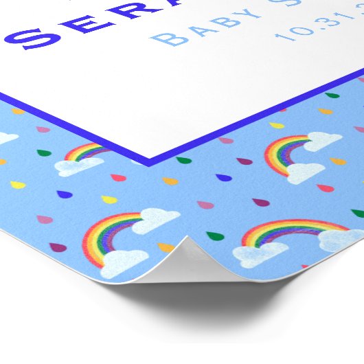 Baby shower Bright Rainbow Blue Sky Poster (Hoek)