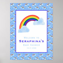 Baby shower Bright Rainbow Blue Sky Poster
