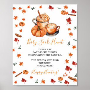 Baby shower Brouwen Pompoen Spice Baby Sock Hunt Poster