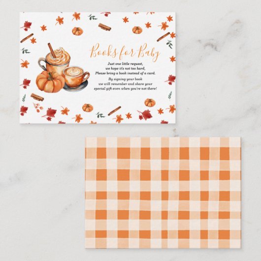 Baby shower Brouwen Pompoen Spice Boeken voor Baby Informatiekaartje (Voorkant / Achterkant)