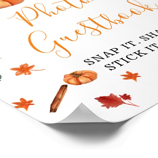 Baby shower Brouwen Pompoen Spice Foto Guestbook Poster (Hoek)