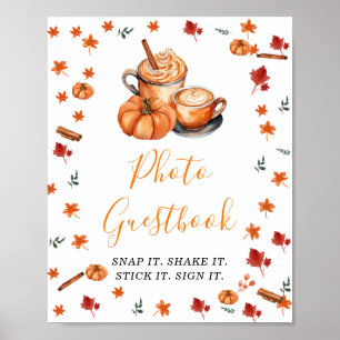 Baby shower Brouwen Pompoen Spice Foto Guestbook Poster