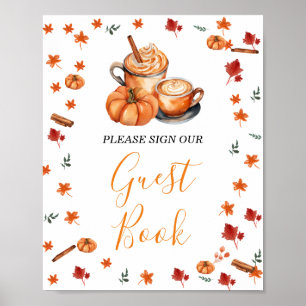 Baby shower Brouwen Pompoen Spice Guest Book Poster