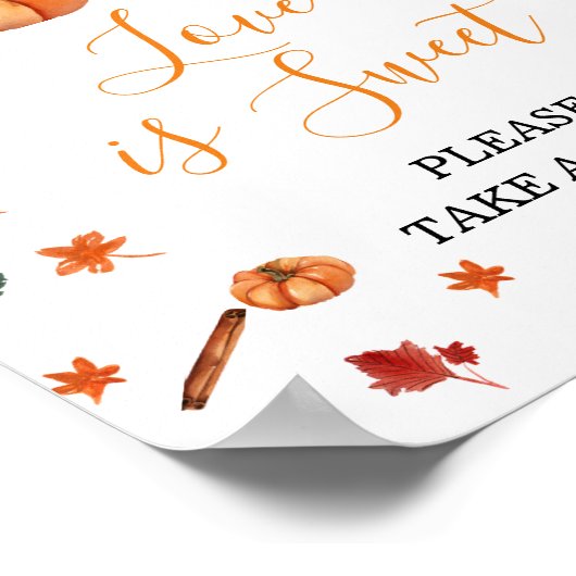 Baby shower Brouwen Pompoen Spice Love is Sweet Poster (Hoek)