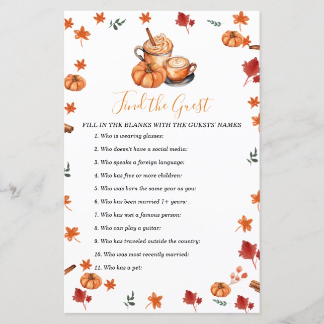 Baby shower Brouwen Pompoen Spice Vind de Gast (Voorkant)