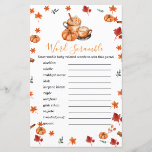Baby shower Brouwen Pompoen Spice Word Scramble