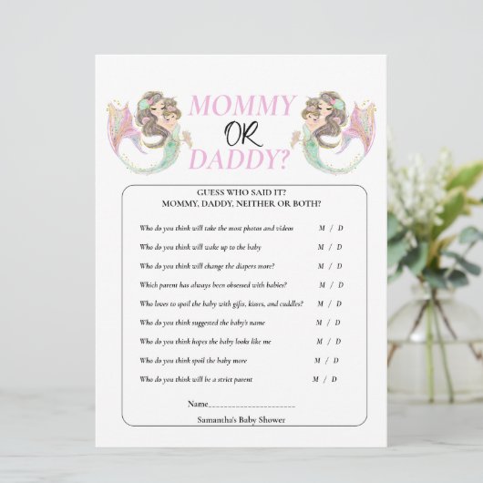 Baby shower Brpwn Mermaid onder het zee. Kaart (Staand voorkant)