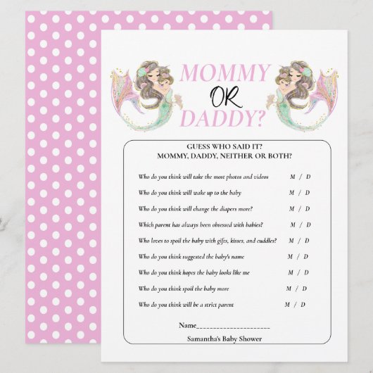 Baby shower Brpwn Mermaid onder het zee. Kaart (Voorkant / Achterkant)