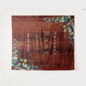 Baby shower bruin hout eucalyptus greenery rustige wandkleed (Voorkant (horizontaal))