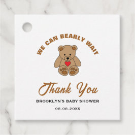 Baby shower bruin teddybeer We kunnen nauwelijks w Bedankjes Labels