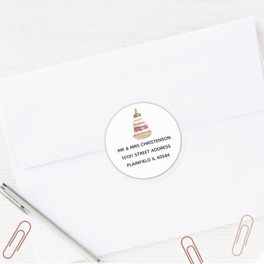 Baby shower Bruin & Wit  Ring Speelgoed Adres Ronde Sticker