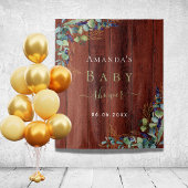 Baby Shower bruine houten eucalyptus groenvoorzien Wandkleed