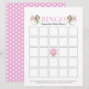 Baby Shower Bruine Zeemeermin Bingo Onder De Zee R Kaart