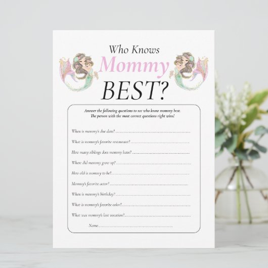 Baby Shower Bruine Zeemeermin Moeders Baby Onder D Kaart (Staand voorkant)