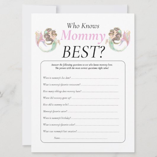 Baby Shower Bruine Zeemeermin Moeders Baby Onder D Kaart (Voorkant)