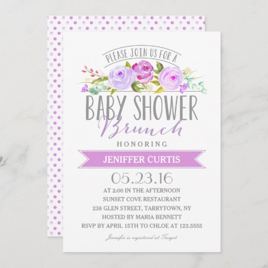 Baby shower Brunch | Baby Shower Kaart (Voorkant / Achterkant)