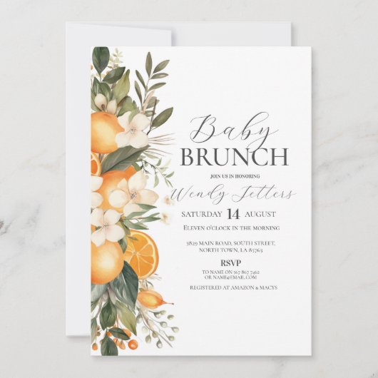 Baby shower Brunch Bloemen Bachelorette Fruit Kaart (Voorkant)