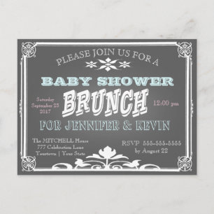 Baby Shower   BRUNCH   Chalkboard Uitnodiging Briefkaart
