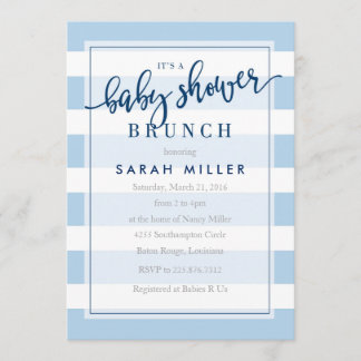 baby shower Brunch Invitation Stripes Boy Kaart