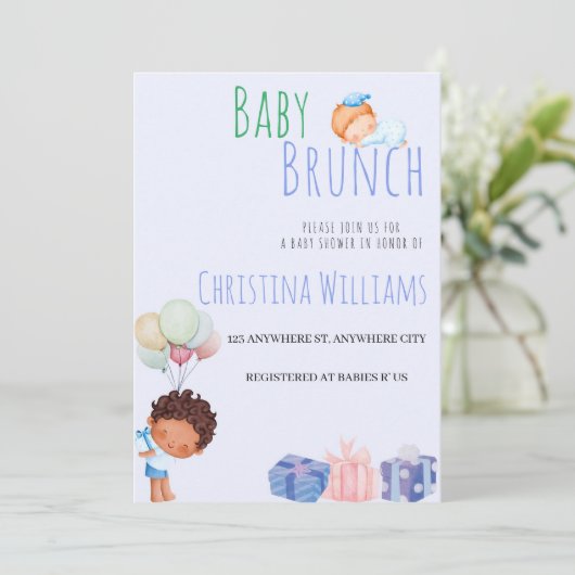 Baby shower Brunch Uitnodiging (Staand voorkant)