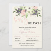 Baby shower Brunch Uitnodiging Floral Pink Girl (Voorkant)