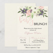 Baby shower Brunch Uitnodiging Floral Pink Girl