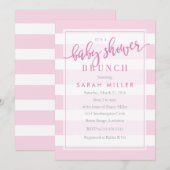 Baby shower Brunch Uitnodiging Stripes Meisje (Voorkant / Achterkant)