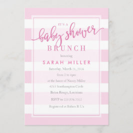 Baby shower Brunch Uitnodiging Stripes Meisje