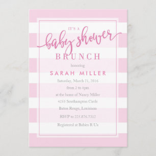 Baby shower Brunch Uitnodiging Stripes Meisje