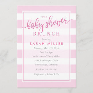 Baby shower Brunch Uitnodiging Stripes Meisje