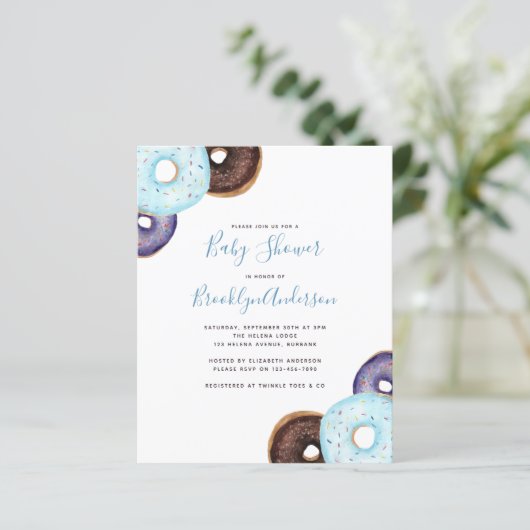 BABY SHOWER BUDGET Blue Doughnuts (Staand voorkant)