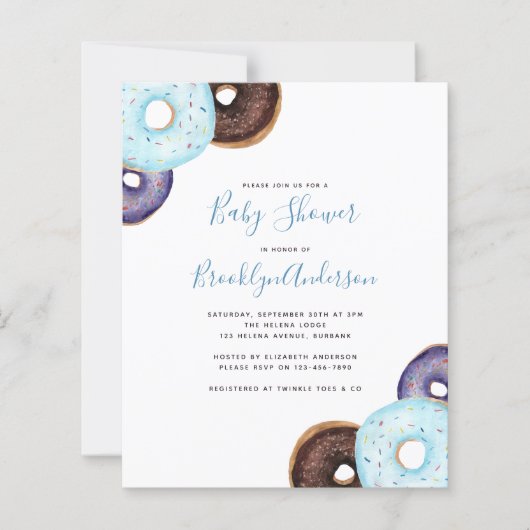 BABY SHOWER BUDGET Blue Doughnuts (Voorkant)