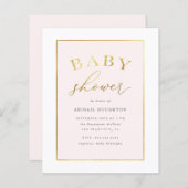 Baby shower budgettaire chic Blush Pink Gold Typog (Voorkant / Achterkant)