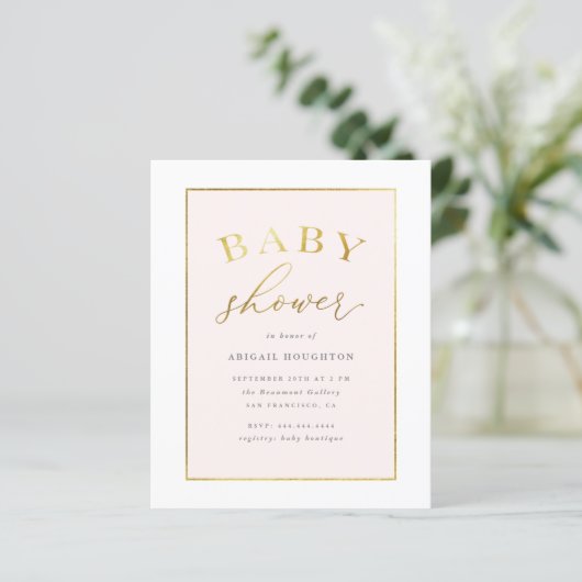Baby shower budgettaire chic Blush Pink Gold Typog (Staand voorkant)