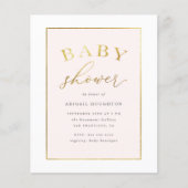 Baby shower budgettaire chic Blush Pink Gold Typog (Voorkant)