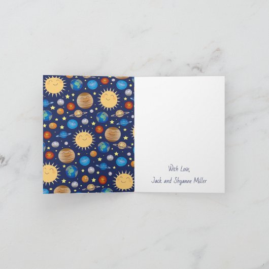 Baby shower buitenruimte Galaxy Universe sterren Bedankkaart (Binnen)