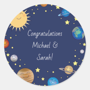 Baby shower buitenruimte Galaxy Universe sterren Ronde Sticker