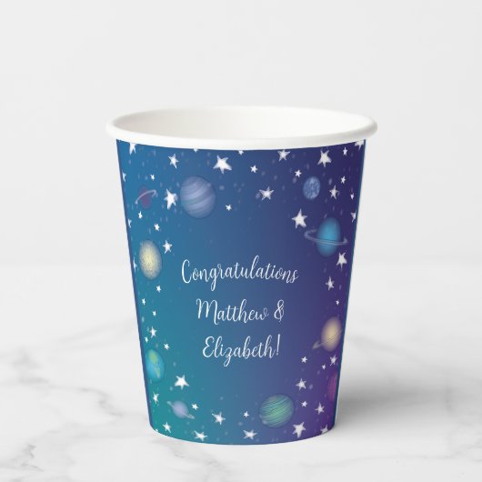 Baby shower buitenruimte papieren bekers (Achterkant)