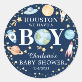 Baby shower buitenruimteboeien ronde sticker
