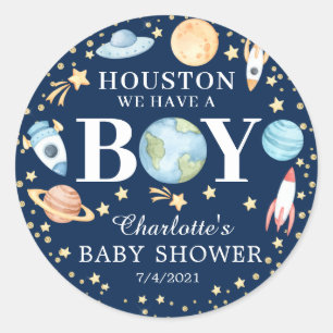 Baby shower buitenruimteboeien ronde sticker