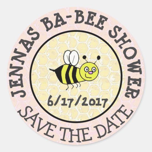 Baby shower Bumble Bee Sticker Sla de datum op (Voorkant)